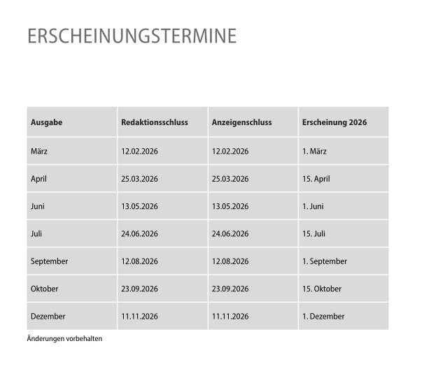 Erscheinungstermine 2026